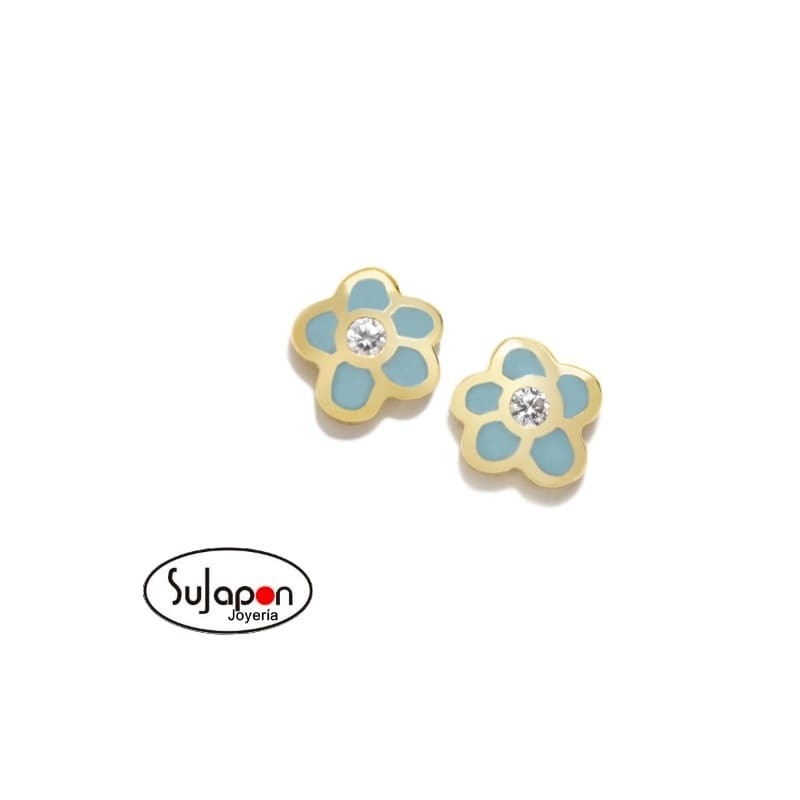 PENDIENTES ROSCA FLOR AZUL CON CIRCONITA DE AGATHA RUIZ DE LA PRADA