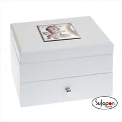 JOYERO DE MADERA BLANCO CON UNICORNIO