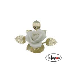 Figura Rosa Blaca de 7 cm. alto con baño de oro