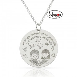 GARGANTILLA PLATA PERSONALIZABLE PARA PROFE, LIBRO Y FRASE