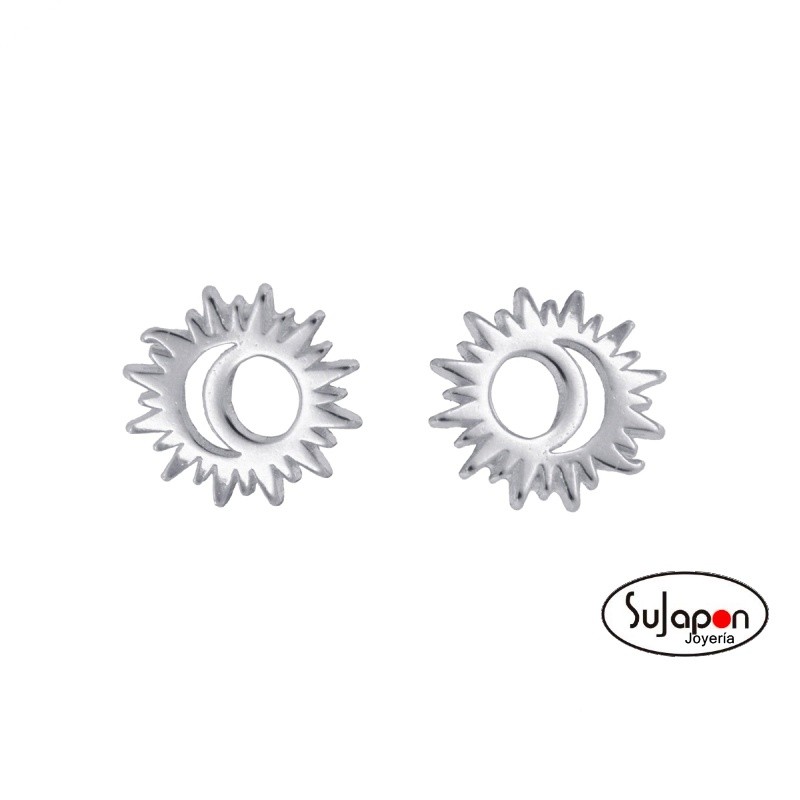 PENDIENTES PLATA CON FORMA DE SOL Y LUNA