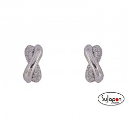 PENDIENTES PLATA CON FORMA X CON CIRCONITAS