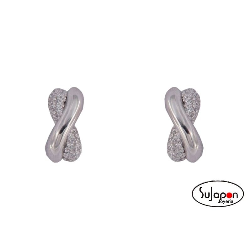 PENDIENTES PLATA CON FORMA X CON CIRCONITAS