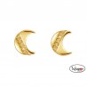 PENDIENTES PLATA DORADA CON FORMA LUNA CON CIRCONITAS