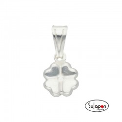 COLGANTE TRÉBOL 4 HOJAS DE PLATA  8 X 8 mm.