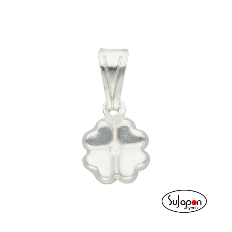 COLGANTE TRÉBOL 4 HOJAS DE PLATA  8 X 8 mm.
