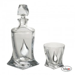 JUEGO DE WHISKY DE CRISTAL Y PLATA GOTA