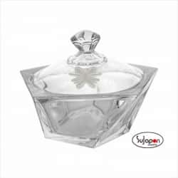 Bombonera cristal Bohemia mariposa de plata