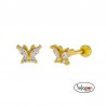 PENDIENTES PLATA DORADA CON FORMA DE MARIPOSA TIPO PIERCING