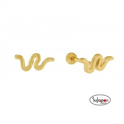 PENDIENTES PLATA DORADA DE SERPIENTE TIPO PIERCING
