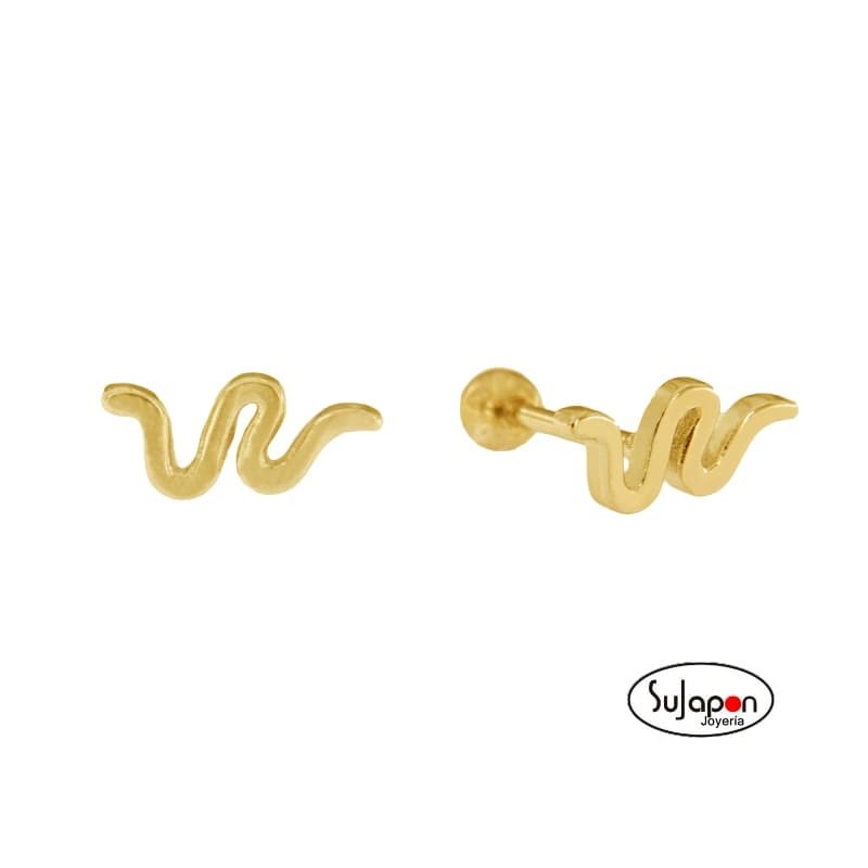 PENDIENTES PLATA DORADA DE SERPIENTE TIPO PIERCING