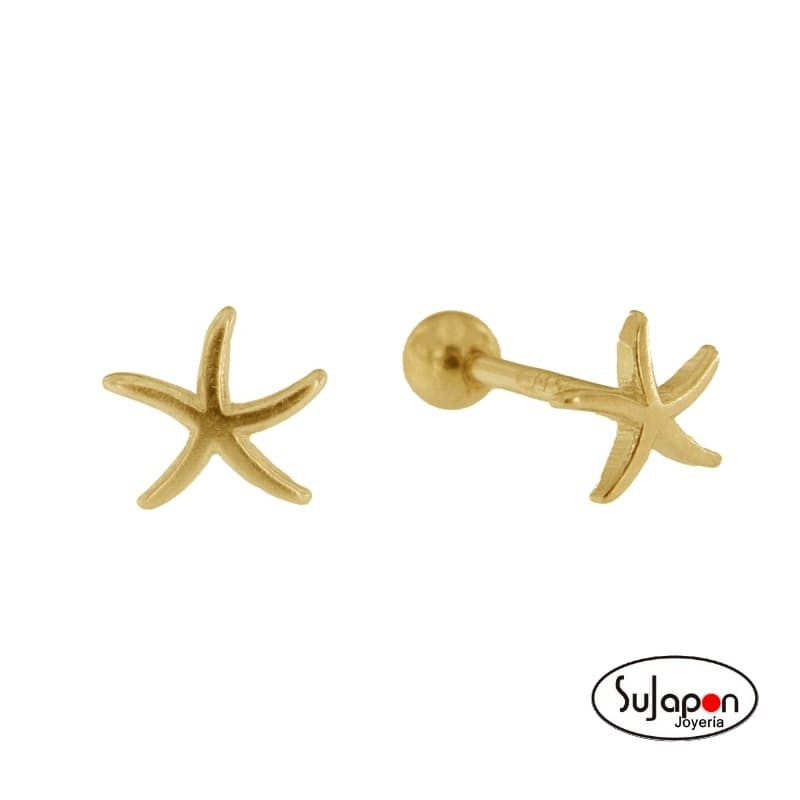 PENDIENTES PLATA DORADA CON FORMA DE ESTRELLA TIPO PIERCING