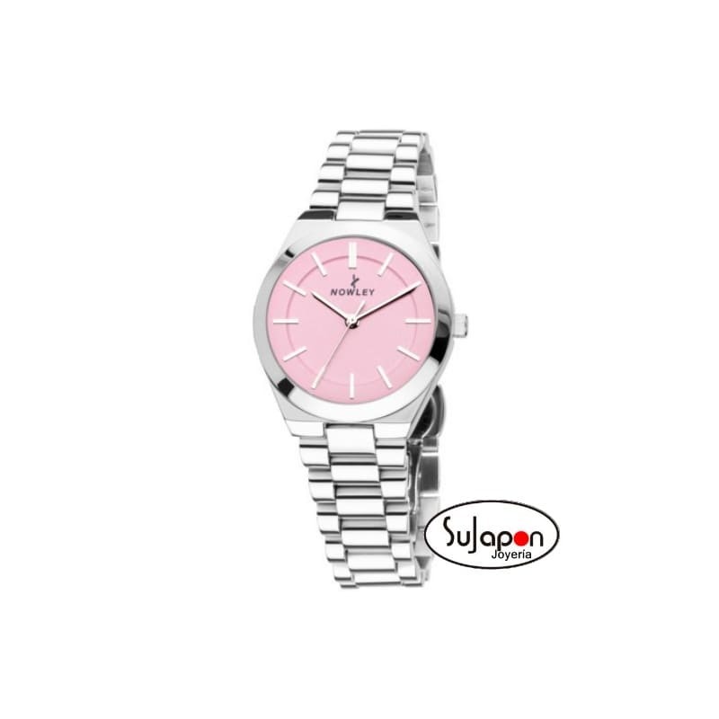 Reloj Nowley Chic para mujer metálico esfera rosa