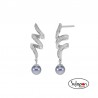 PENDIENTES PLATA CON CIRCONITAS Y PERLA GRIS  DE MAREA JEWELS D03101/BD