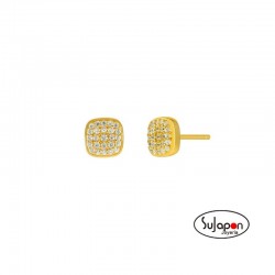 PENDIENTES PLATA CHAPADA CON CIRCONITAS CUADRADO  DE MAREA JEWELS D03801/BG