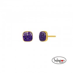 PENDIENTES PLATA CHAPADA VIOLETA CUADRADO  DE MAREA JEWELS D03801/BI