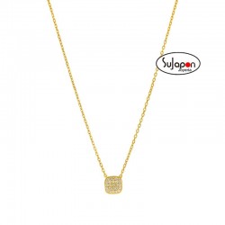 COLLAR PLATA CHAPADA CON CIRCONITAS CUADRADO MAREA JEWELS