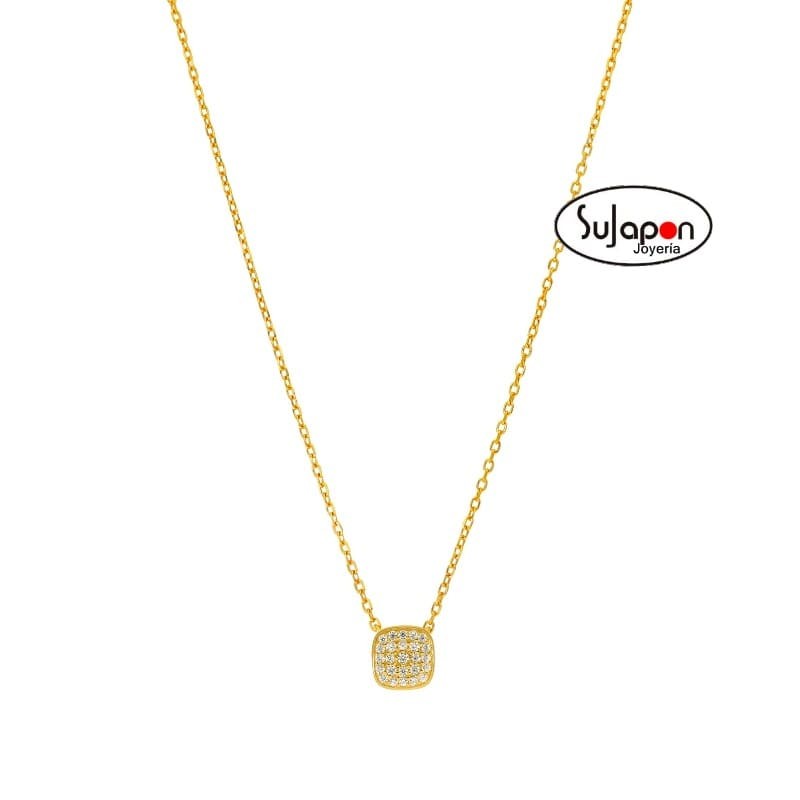 COLLAR PLATA CHAPADA CON CIRCONITAS CUADRADO MAREA JEWELS