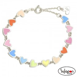 PULSERA SUPERAGATHA PASTEL MULTICORAZONES PLATA