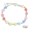 PULSERA SUPERAGATHA PASTEL MULTIFLORES PLATA