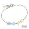 PULSERA SUPERAGATHA PASTEL 4 FLORES PLATA COLORES PASTEL