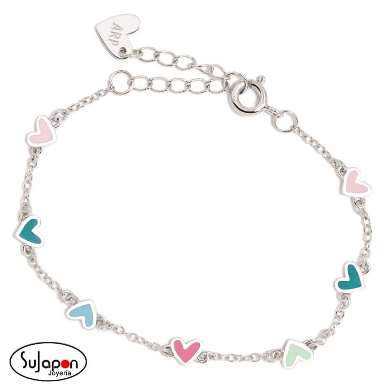 PULSERA DEGRADÉ CORAZONES COLORES PLATA DE AGATHA RUIZ DE LA PRADA