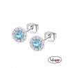 PENDIENTES DE PLATA LOTUS SILVER CON CIRCONITA AZUL CENTRO
