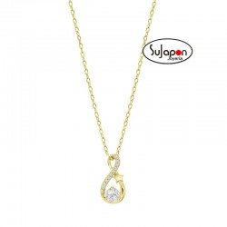 Collar Lotus Silver con circonitas dorado