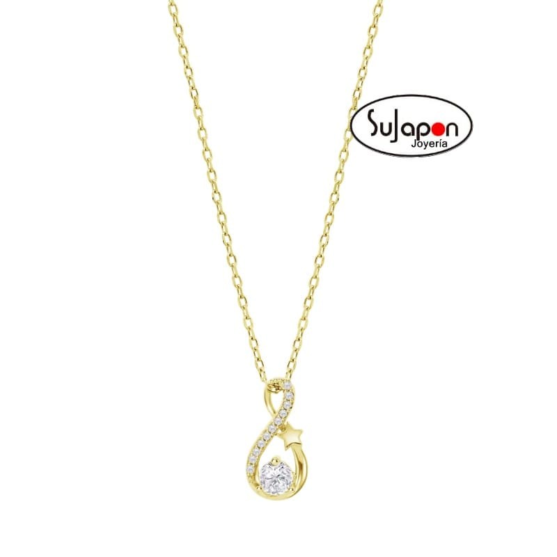 Collar Lotus Silver con circonitas dorado