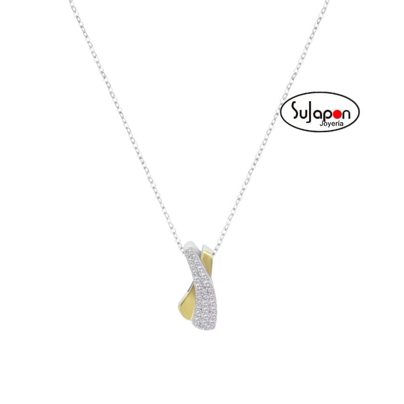 Collar Lotus Silver con circonitas combinado con dorado