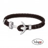 Pulsera de cuero trenzado marrón con ancla Lotus Style