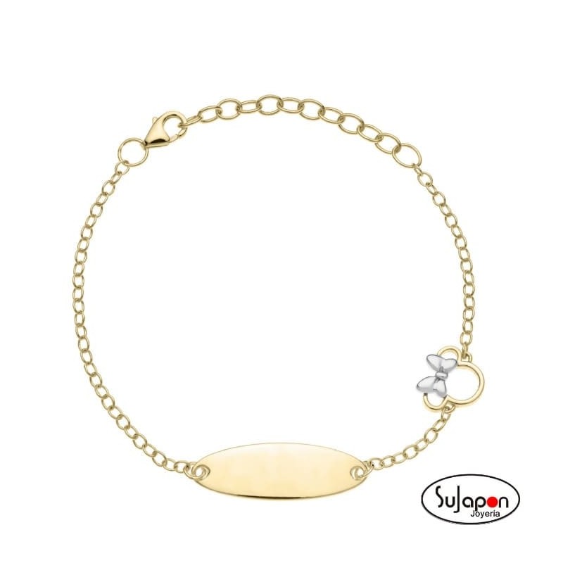 PULSERA TIPO ESCLAVA DISNEY DE PLATA CHAPADA ORO DE MINNIE