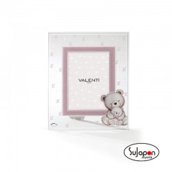 MARCO FOTO INFANTIL CRISTAL OSO ROSA