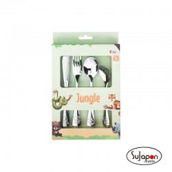 JUEGO DE 4 CUBIERTOS INOX INFANTILES DE ANIMALES DE LA SELVA