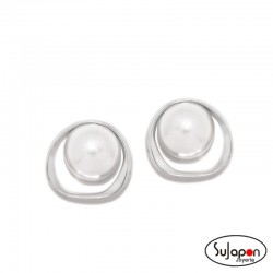 PENDIENTES PLATA Y PERLA SATÉLITE PERTEGAZ