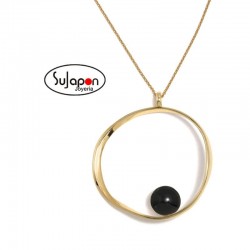 COLLAR PLATA CHAPADA AGATA NEGRA SATÉLITE PERTEGAZ