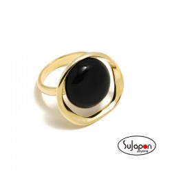 SORTIJA PLATA CHAPADA AGATA NEGRA PERTEGAZ AJUSTABLE