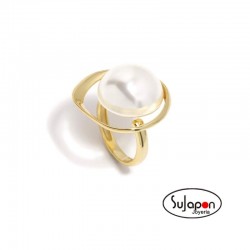 SORTIJA PLATA CHAPADA PERLA SATÉLITE PERTEGAZ AJUSTABLE