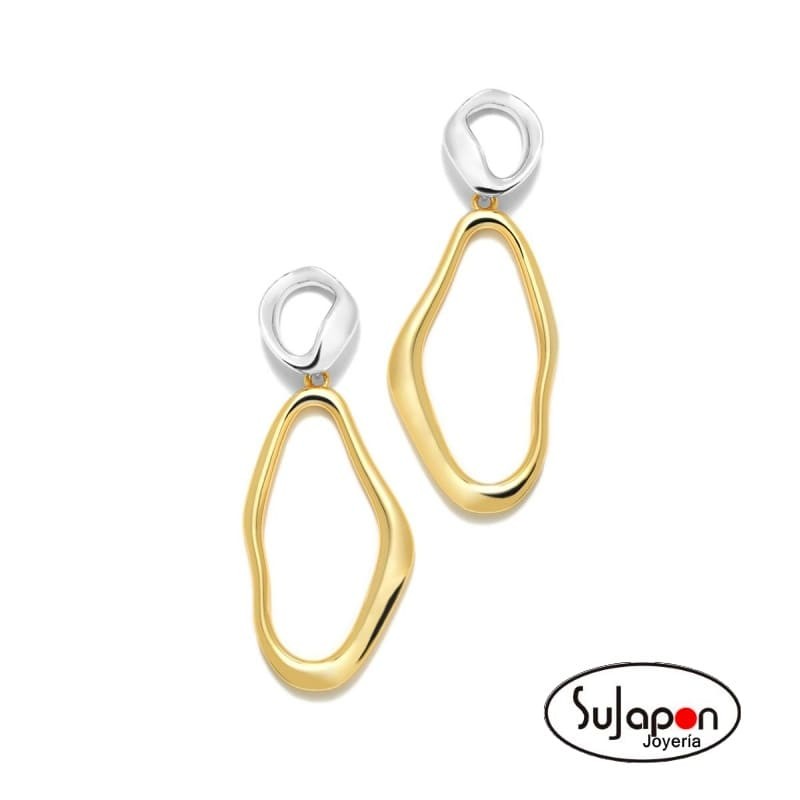 PENDIENTES PLATA BICOLOR ROCIO CERA DOBLE PERTEGAZ