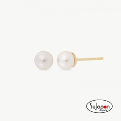 PENDIENTES PLATA CHAPADOS EN ORO CON PERLA 4MM. MAJORICA