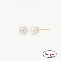 PENDIENTES PLATA CHAPADOS EN ORO CON PERLA 5MM. MAJORICA