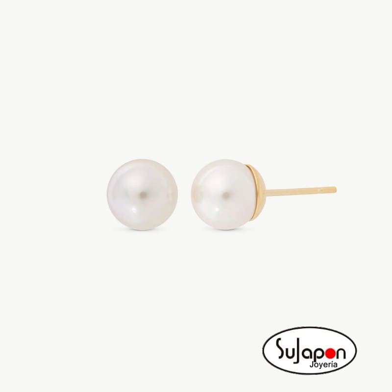 PENDIENTES PLATA CHAPADOS EN ORO CON PERLA 6 MM. MAJORICA