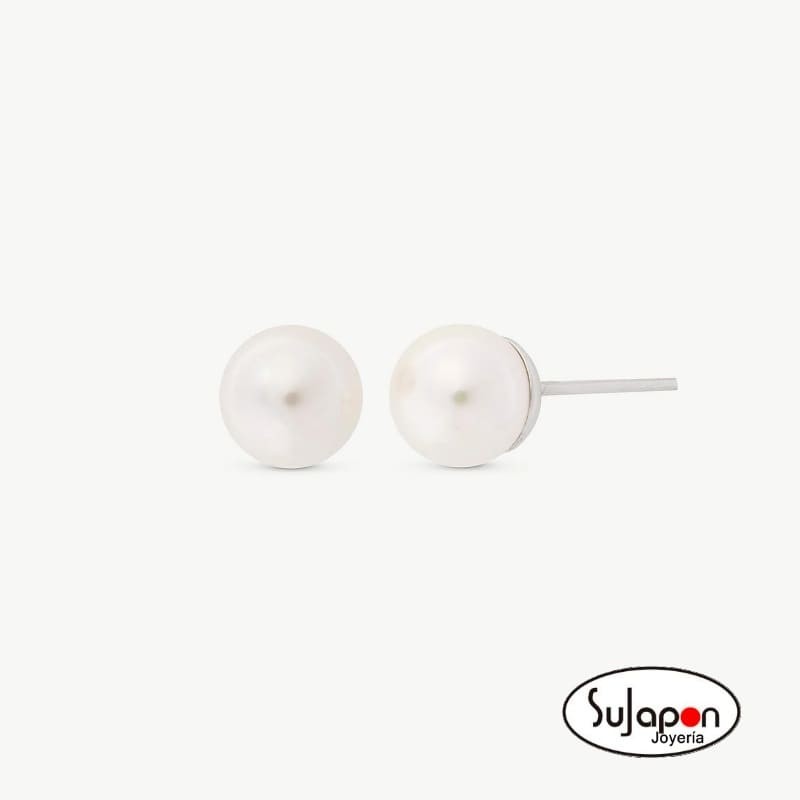 PENDIENTES PLATA CON PERLA 6 MM. MAJORICA