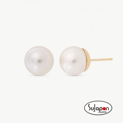 PENDIENTES PLATA CHAPADOS EN ORO CON PERLA 8 MM. MAJORICA