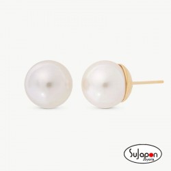 PENDIENTES PLATA CHAPADOS EN ORO CON PERLA 10 MM. MAJORICA