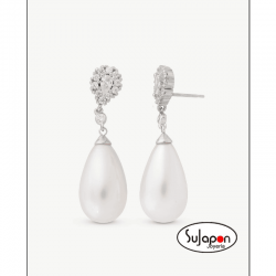 Pendientes Perla 12x20mm y Circonitas Exquisite MAJORICA