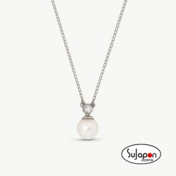 Colgante con Cadena Perla 8mm y Circonita Redonda Selene MAJORICA