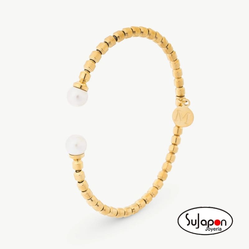 Brazalete Dos Perlas Dorado Carmen MAJORICA