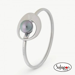 Brazalete Perla Gris Petra de acero MAJORICA
