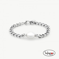 Pulsera de Cadena con Perla Oval Puffy Pearls MAJORICA